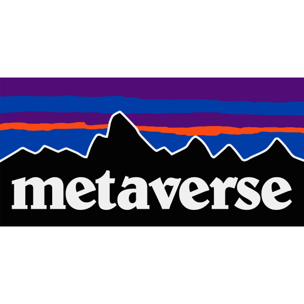 A twist on the iconic Patagonia logo. This instead reads Metaverse in the similar typeface and color palette.