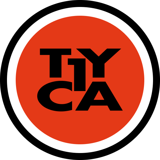 TYCA1 logo. A red circle with the letters TYCA1 arranged in a grid inside.