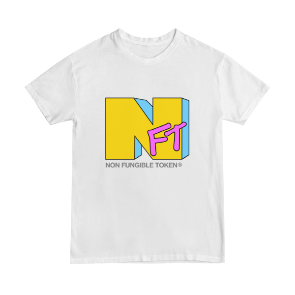 NFT  t-shirt design using the MTV logo. The design edition is "homer" since it uses colors associated with the cartoon The Simpsons