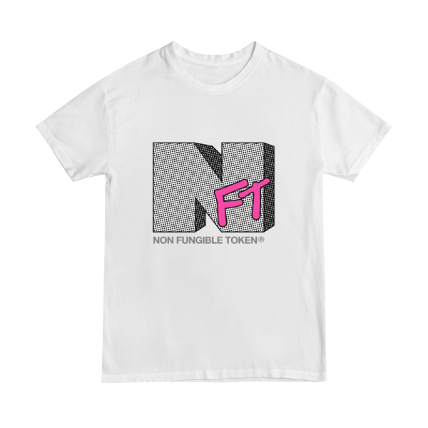 NFT  t-shirt design using the MTV logo. The design edition is "xerox" since it is mostly black and white with dot matrix effect.