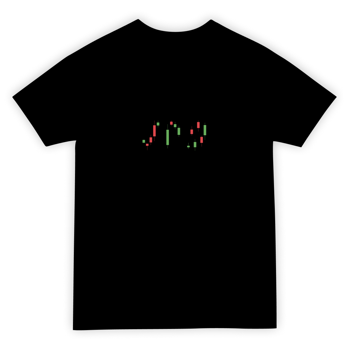 A t-shirt design. The word JPG written using the stocktrading candle chart.